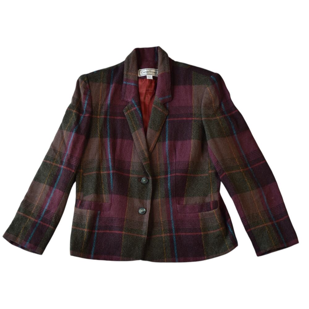 Vintage 80s Dark Academia Plaid Blazer Jacket Small